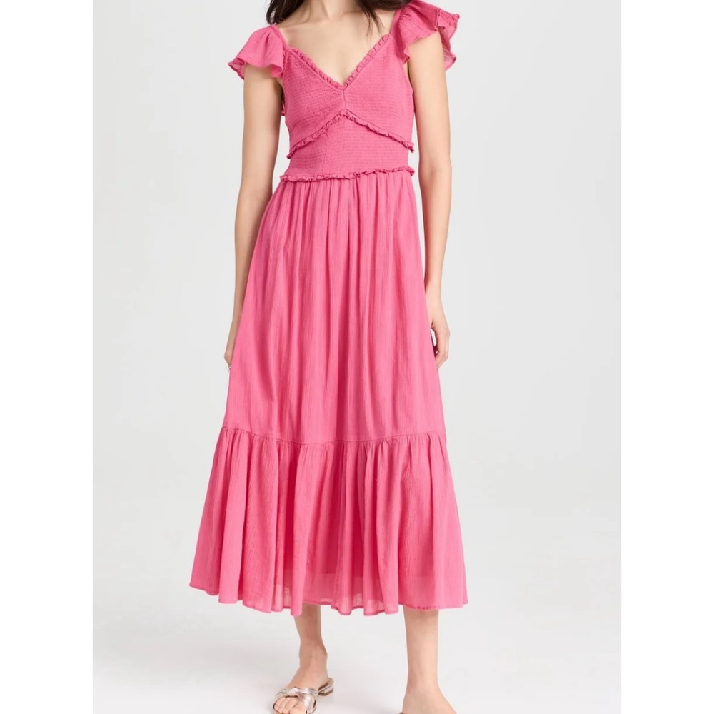 LoveShackFancy Katina Pink Ruffle Maxi Dress size XS
